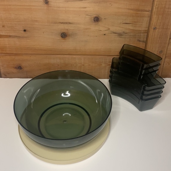 Vintage Salad Server large bowl 7 individual serving containers / Lazy Susan NOS - Picture 7 of 10